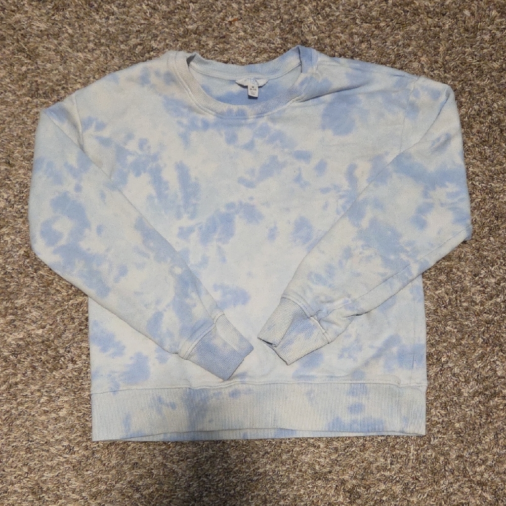 Time and Tru Light Blue & White Tie Dye Sweatshirt